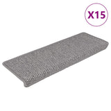 Vidaxl Stair Mats Selflesive 15 St Sisal Look 65x21x4cm srebrno obarvano