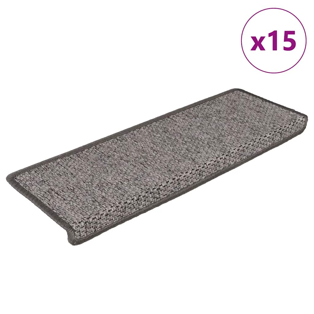 Vidaxl trapmatten zelfklevend 15st sisal-look 65x21x4cm grijs en beige