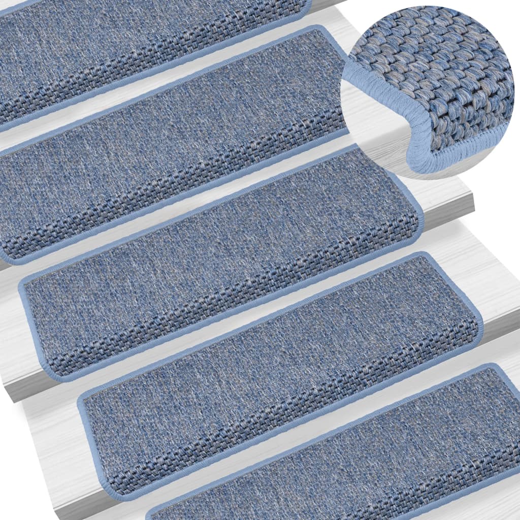 Vidaxl tappetini per autoadesivi 15 St sisal look 65x21x4 cm blu