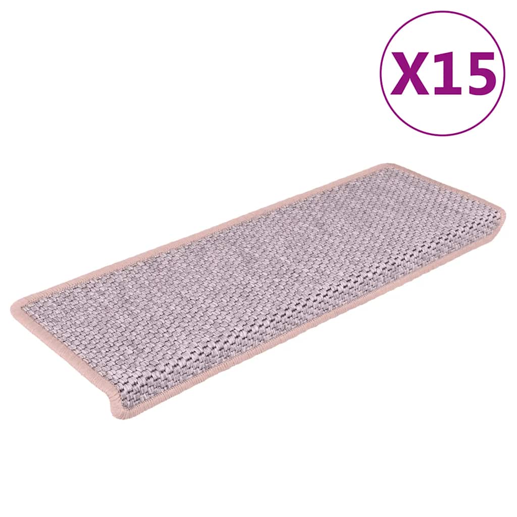 Vidaxl Treppenmatten selbstklebend 15 St. Sisal Look 65x21x4 cm Pink