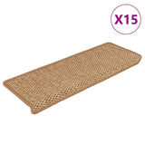 Vidaxl Mat à escalier auto-adhésif 15 st sisal look 65x21x4 cm orange