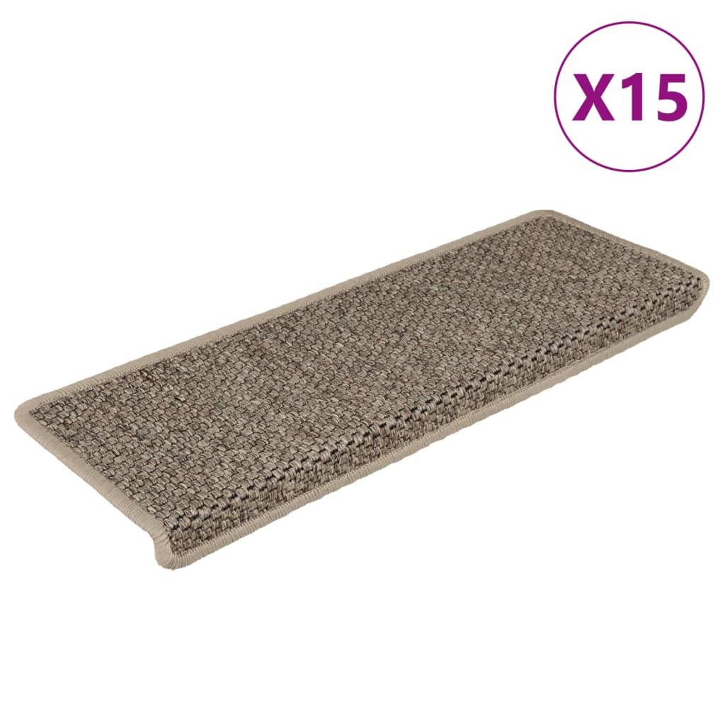 Vidaxl tappetini per scale autoadesiva 15 st sisal look 65x21x4 cm beige scuro