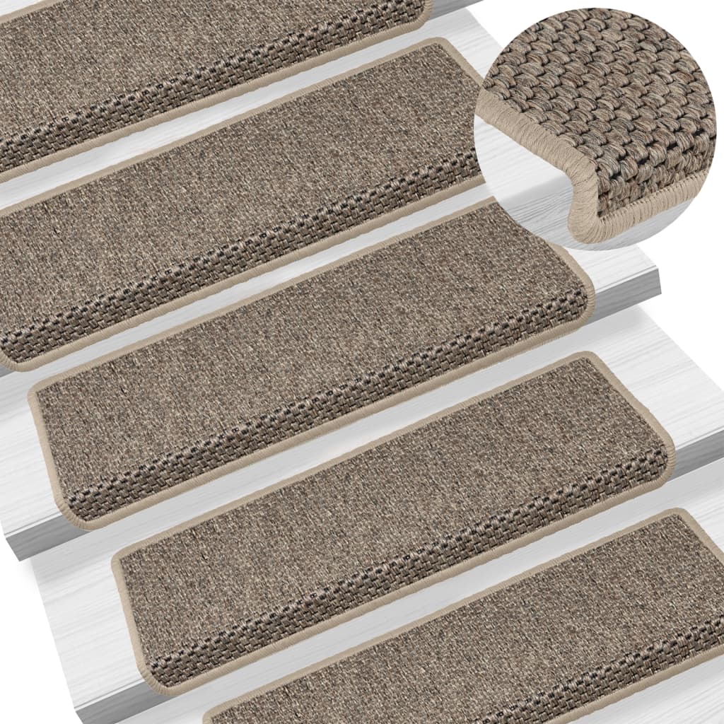 Vidaxl tappetini per scale autoadesiva 15 st sisal look 65x21x4 cm beige scuro