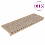 Vidaxl Schodišťové rohože Samolepející 15 St sisal vzhled 65x21x4 cm světla béžová