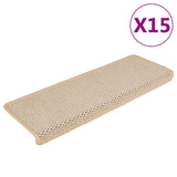 Vidaxl-Treppenmatten selbstklebend 15 St. Sisal Look 65x21x4 cm cremefarben