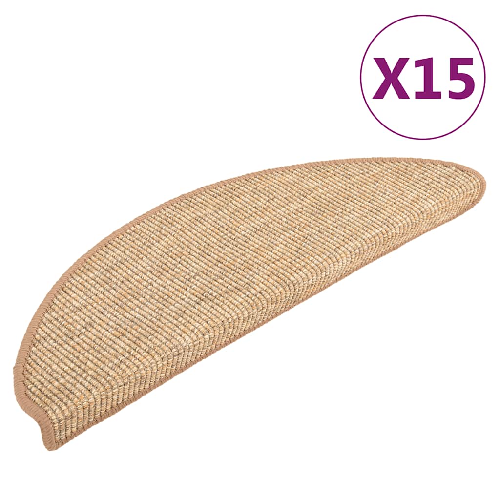 Vidaxl -Treppenmatten 15 ST 56x17x3 cm hellbraune Hemisphäre