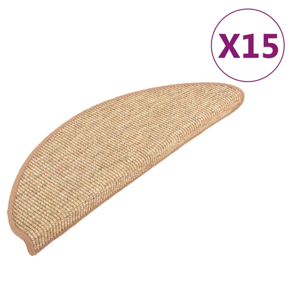 Vidaxl Stair Mats Self -Adhesive 15 St 65x21x4 CM Light Brown