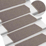 Vidaxl trapmatten 15 st 65x21x4 cm donkerbeige rechthoekige rand