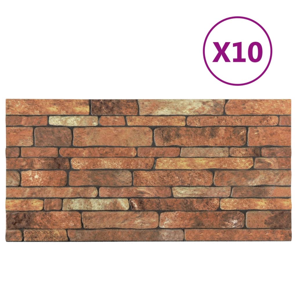 Vidaxl 10 paneles de pared 3d EPS de ladrillo marrón