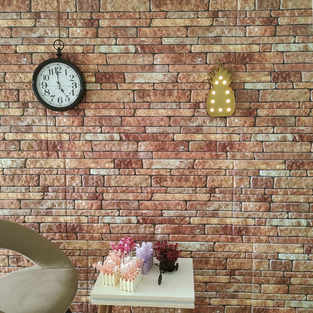 VIDAXL 10 ST WALSPORTEULE 3D BROWN BRICK EPS