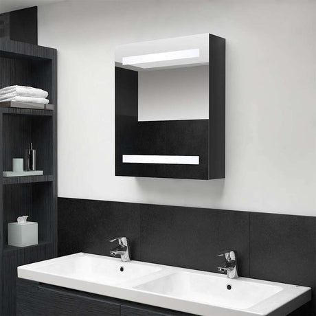 Vidaxl badkamerkast met spiegel en led 50x14x60 cm glanzend zwart
