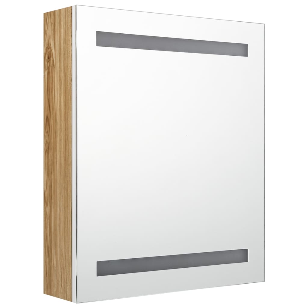 Vidaxl badkamerkast met spiegel en led 50x14x60 cm wit eikenkleurig