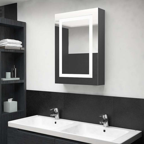 Vidaxl badkamerkast met spiegel en led 50x13x70 cm glanzend grijs