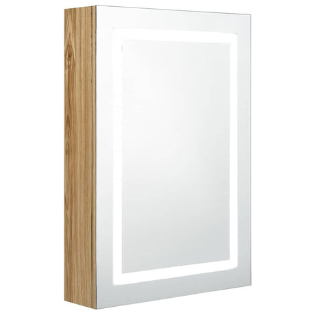 Vidaxl badkamerkast met spiegel en led 50x13x70 cm eikenkleurig