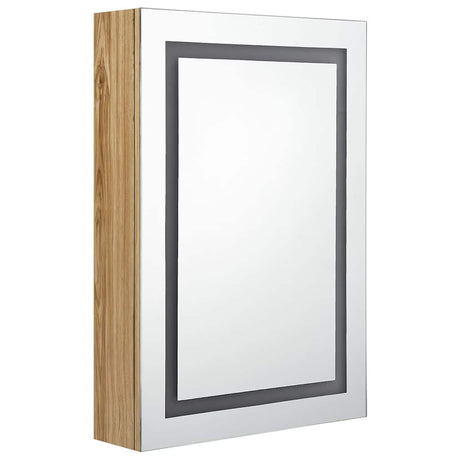 Vidaxl badkamerkast met spiegel en led 50x13x70 cm eikenkleurig