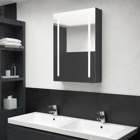 Vidaxl badkamerkast met spiegel en led 50x13x70 cm glanzend zwart