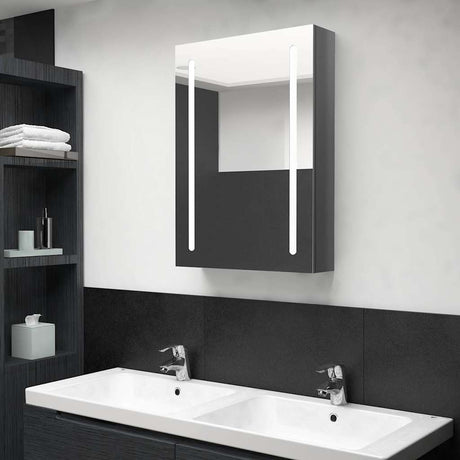 Vidaxl badkamerkast met spiegel en led 50x13x70 cm glanzend grijs