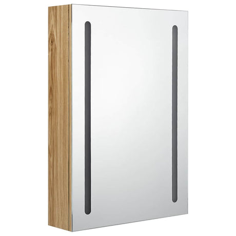 Vidaxl badkamerkast met spiegel en led 50x13x70 cm eikenkleurig