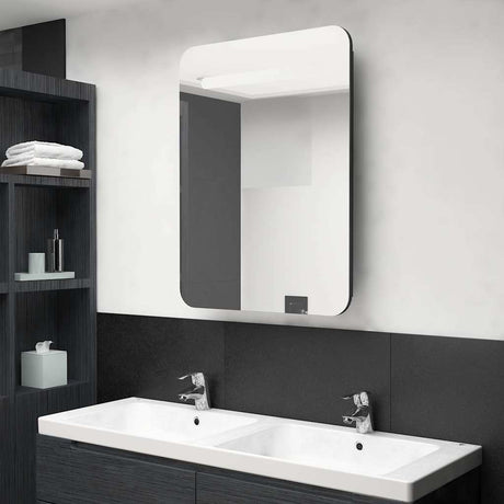 Vidaxl badkamerkast met spiegel en led 60x11x80 cm zwart