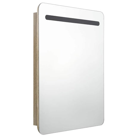 Vidaxl badkamerkast met spiegel en led 60x11x80 cm eikenkleurig