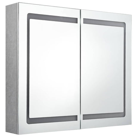 Vidaxl badkamerkast met spiegel en led 80x12x68 cm betongrijs