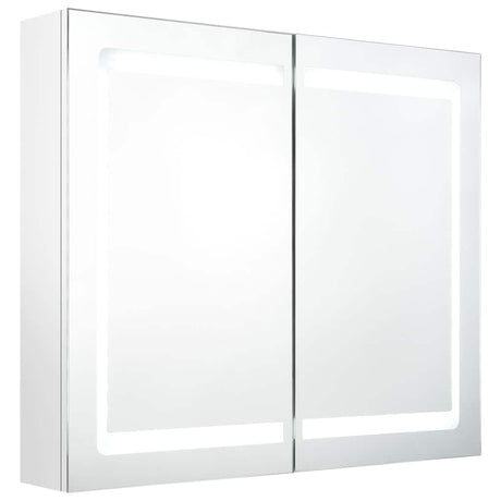 Vidaxl badkamerkast met spiegel en led 80x12x68 cm glanzend wit