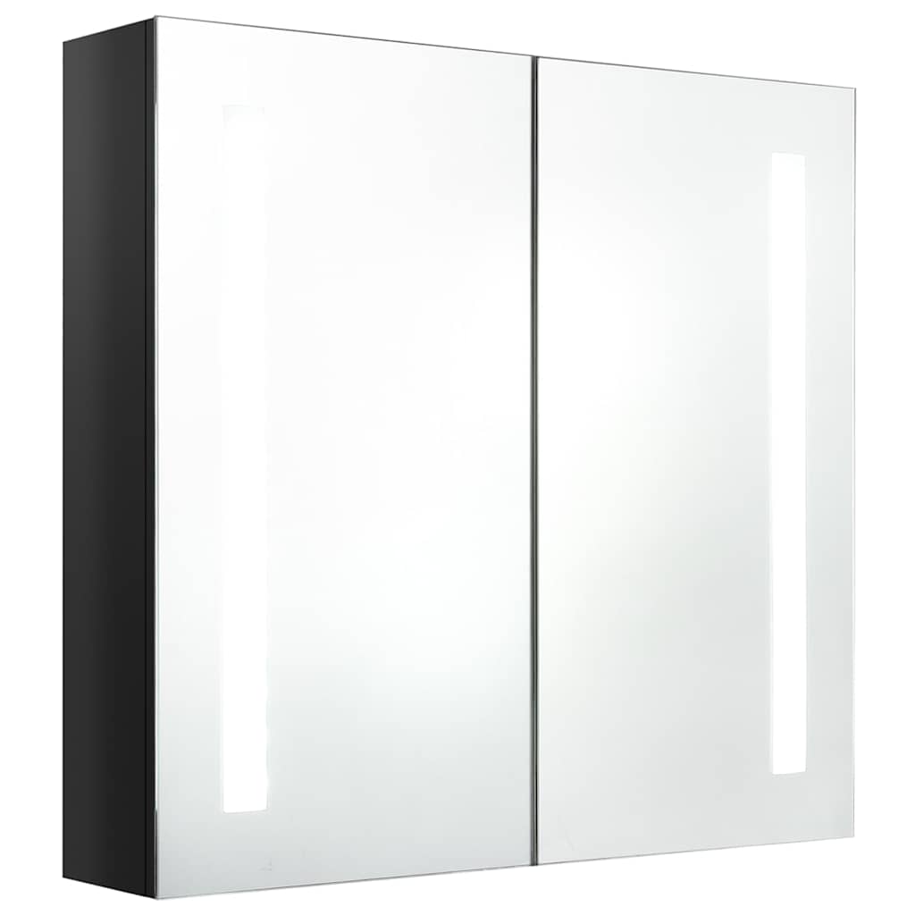 Vidaxl badkamerkast met spiegel en led 62x14x60 cm glanzend zwart