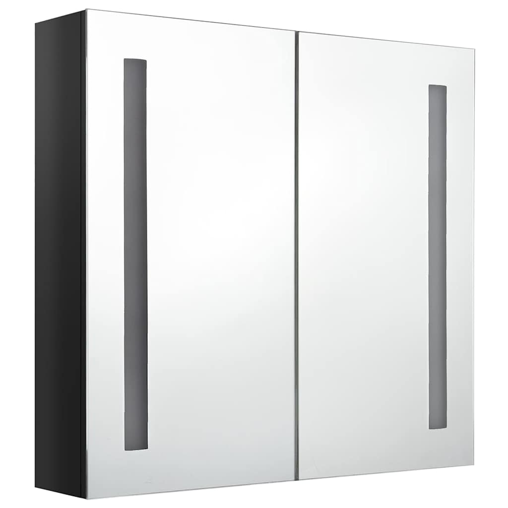 Vidaxl badkamerkast met spiegel en led 62x14x60 cm glanzend zwart