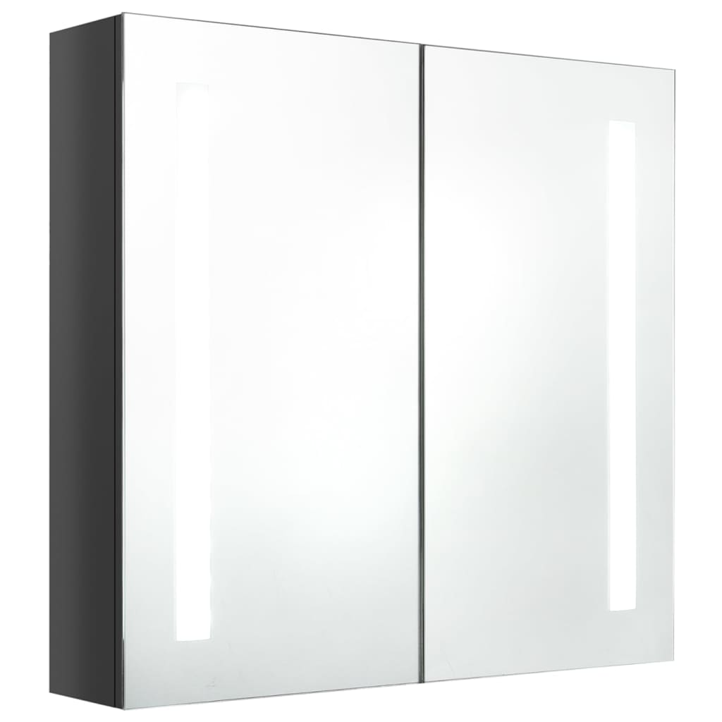 Vidaxl badkamerkast met spiegel en led 62x14x60 cm glanzend grijs