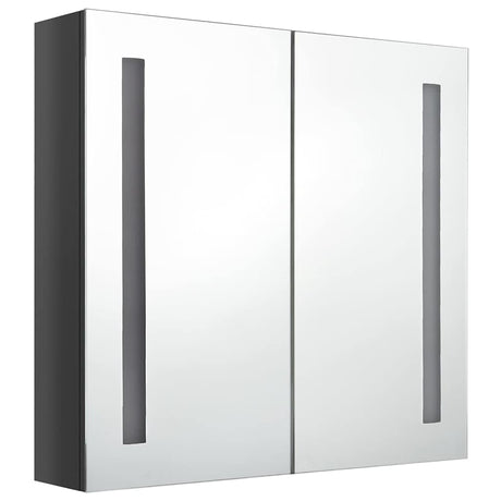 Vidaxl badkamerkast met spiegel en led 62x14x60 cm glanzend grijs