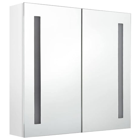 Vidaxl badkamerkast met spiegel en led 62x14x60 cm glanzend wit