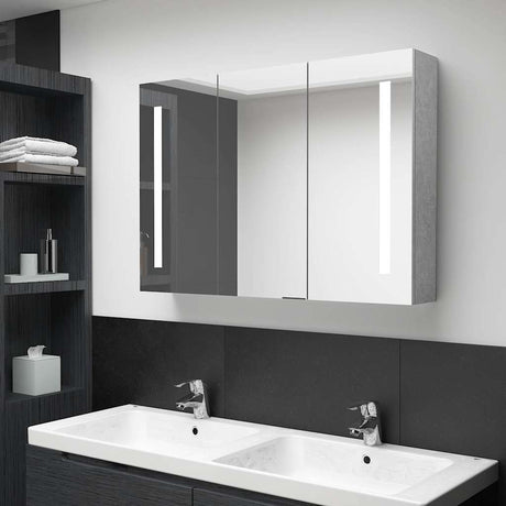 Vidaxl badkamerkast met spiegel en led 89x14x62 cm betongrijs