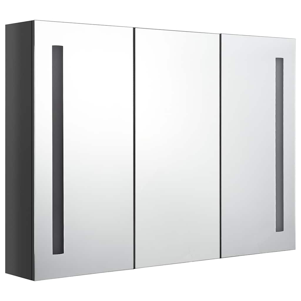 Vidaxl badkamerkast met spiegel en led 89x14x62 cm glanzend grijs