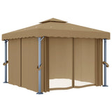 Vidaxl Arbor med gardin 3x3 m aluminium taupe