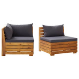 Vidaxl 2-delige loungeset met kussens massief acaciahout