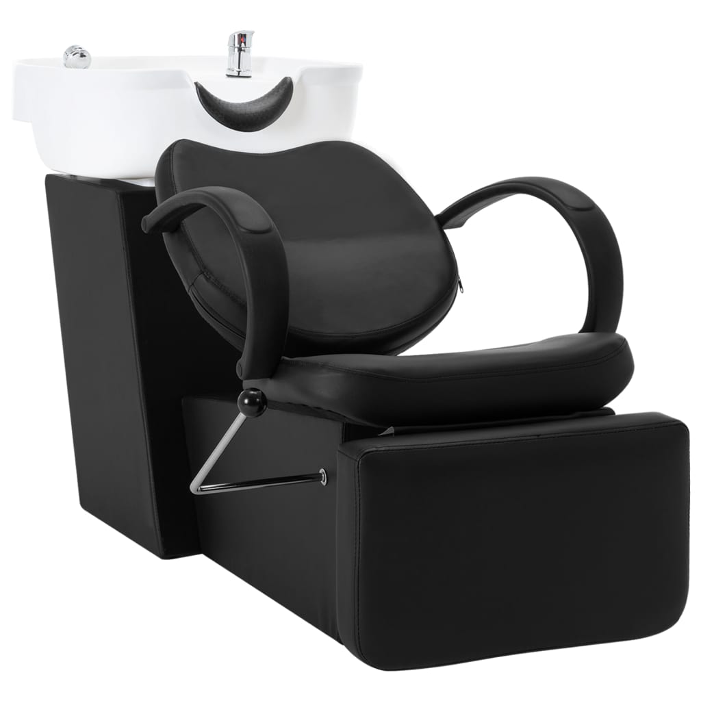 VidaXL Washing chair with washbasin artificial leather black and white