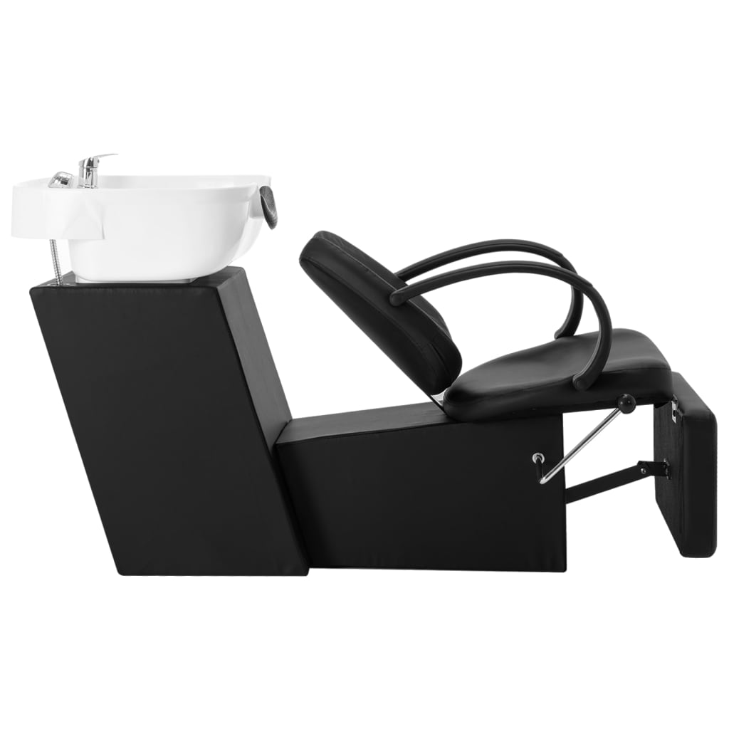 Silla de lavado Vidaxl con cuero artificial Washbasin blanco y negro