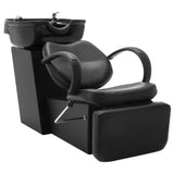 Chaise de lavage vidaxl avec lavabo en cuir artificiel noir