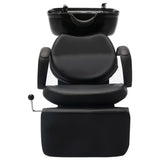 Chaise de lavage vidaxl avec lavabo en cuir artificiel noir