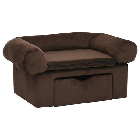 Vidaxxl Hundesofa mit Schublade 75x50x38 cm Plüsch braun