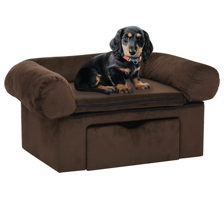 Vidaxxl Hundesofa mit Schublade 75x50x38 cm Plüsch braun