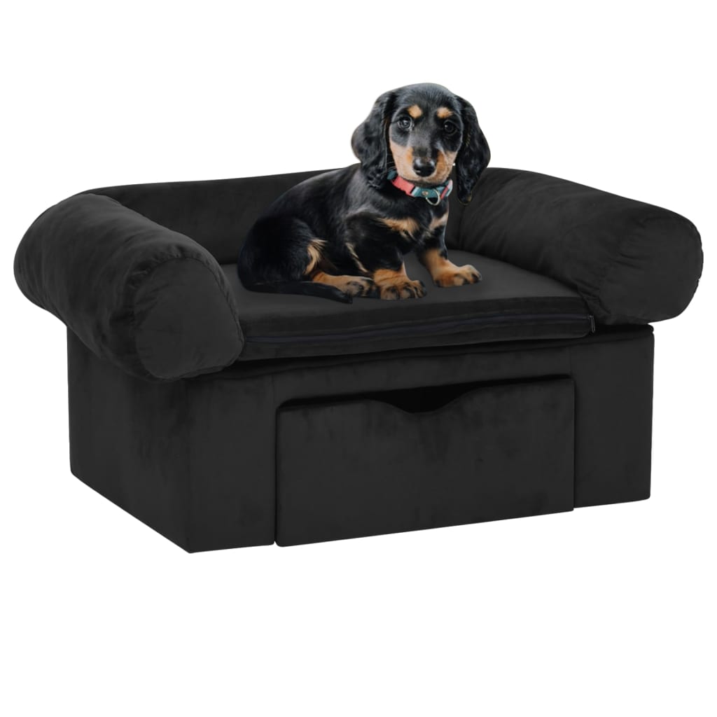 Vidaxl Hundebank mit Schublade 75x50x38 cm Plüsch schwarz