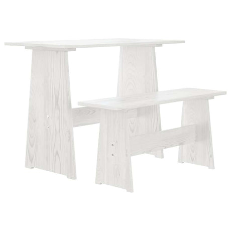 Vidaxl eettafel met bankje reine massief grenenhout wit