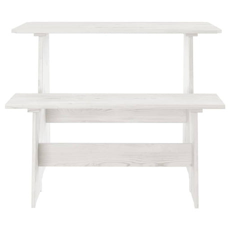 Vidaxl eettafel met bankje reine massief grenenhout wit