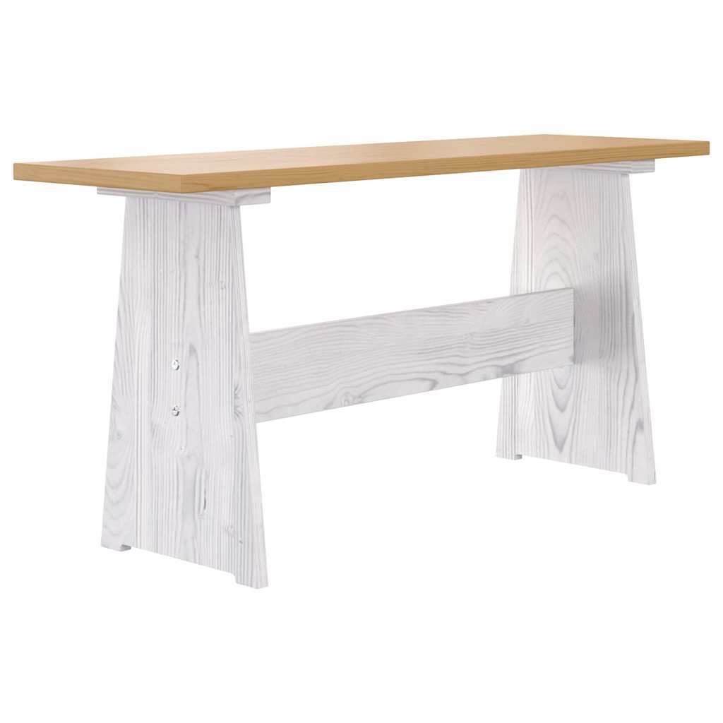 Vidaxl eettafel met bankje reine massief grenenhout honingbruin en wit