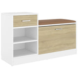 Vidaxl Schuhsofa 94.5x31x57 cm verarbeitetes Holz weiße Sonoma Eichefarbe