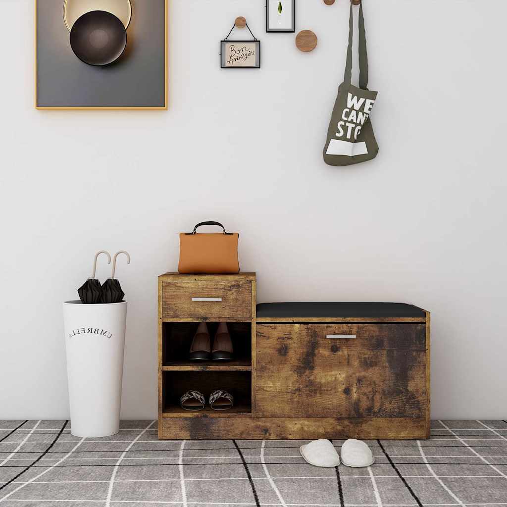 Vidaxl -Schuhsofa 94.5x31x57 cm verarbeiteter Holzgeräuchchen -Eichefarbe