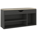 Vidaxl -Schuhsofa mit Kissen 104x30x49 cm verarbeitetes Holzgrau