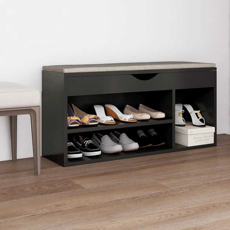 Vidaxl -Schuhsofa mit Kissen 104x30x49 cm verarbeitetes Holzgrau