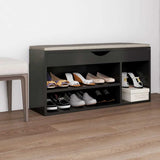 Vidaxl -Schuhsofa mit Kissen 104x30x49 cm verarbeitetes Holzgrau